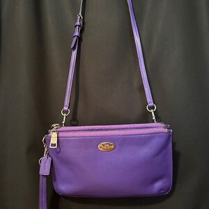 Coach, Satchel Purse/Crossbody/Wristlet, Deep Purple Leather